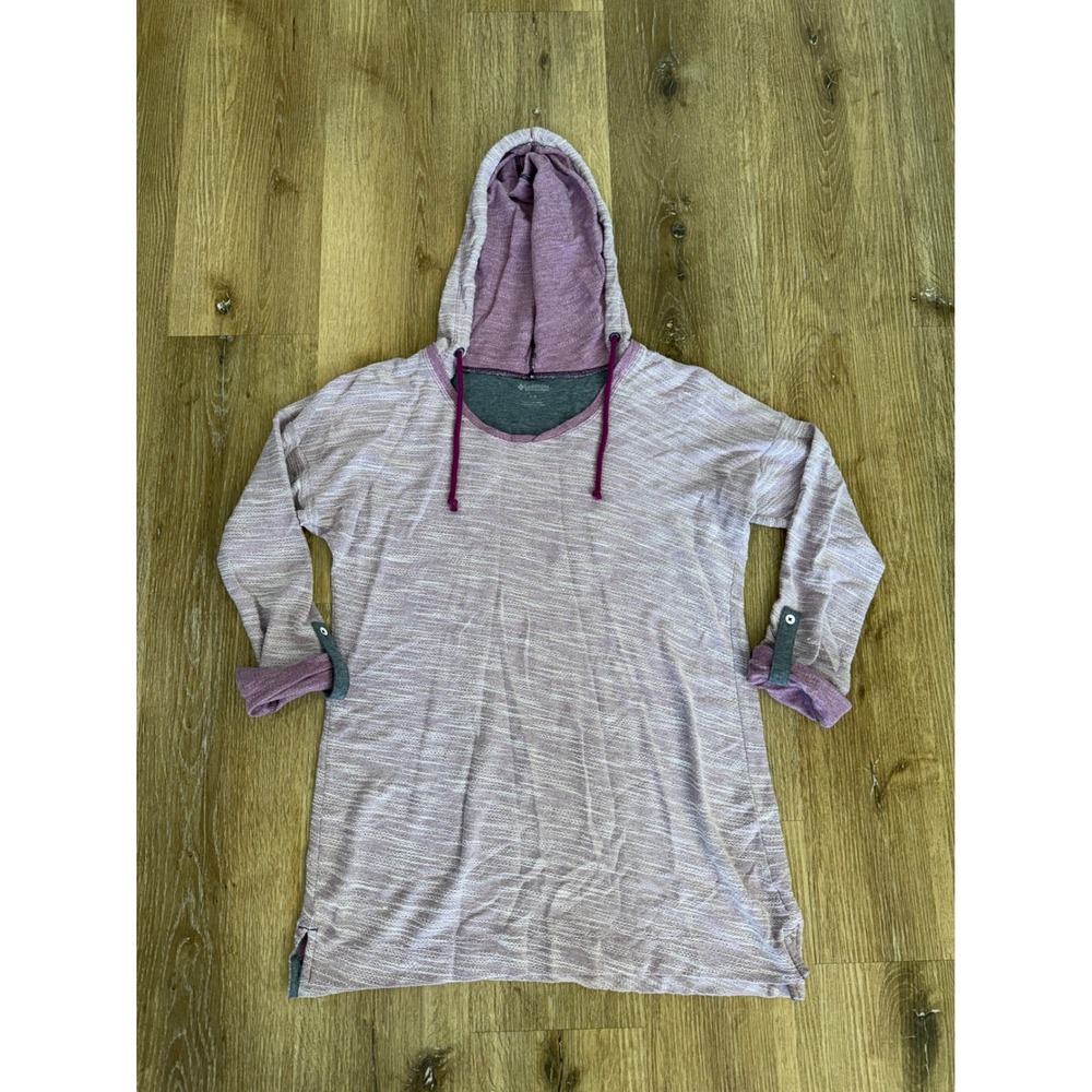 Columbia Gorpcore Hoodie Women M Purple Space Dye Pullover Hiking Layering